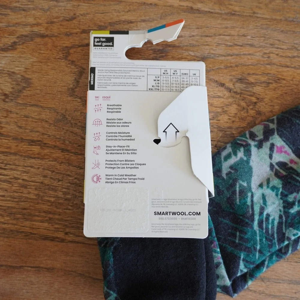 Smartwool Ski Targeted‎ Cushion Merino Wool Socks XL Over The Calf Green Print